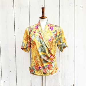 Vintage 80s Nicola Floral Print Blouse Top Size 10